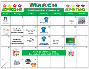 March 2026 Activities Calendar 